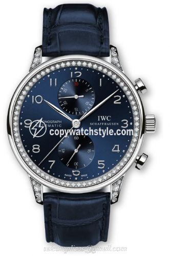IWC Portuguese Chrono-Automatic White Gold / Diamond / Blue IW3714-90 IWC Portuguese Chrono-Automatic White Gold / Diamond / Blue IW3714-90