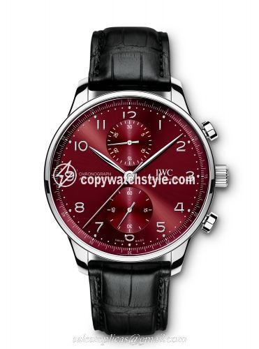 IWC Portugieser Chronograph Stainless Steel / Burgundy IW3716-16 IWC Portugieser Chronograph Stainless Steel / Burgundy IW3716-16