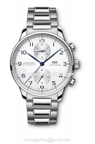 IWC Portugieser Chronograph Stainless Steel / Silver - Blue / Bracelet IW3716-17 IWC Portugieser Chronograph Stainless Steel / Silver - Blue / Bracelet IW3716-17