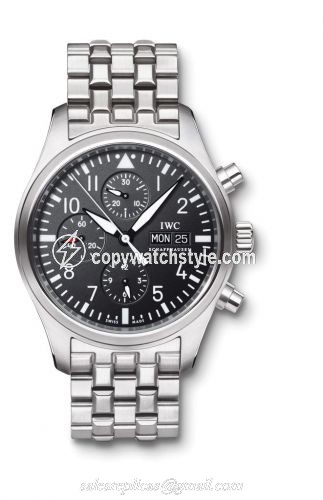 IWC Pilot's Watch Chronograph Stainless Steel / Black / Bracelet IW3717-04