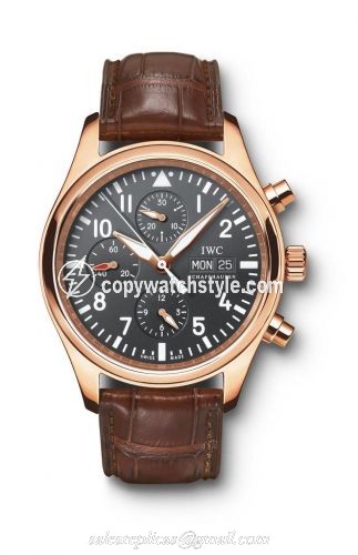 IWC Pilot's Watch Chronograph Rose Gold / Black / Strap IW3717-13 IWC Pilot's Watch Chronograph Rose Gold / Black / Strap IW3717-13