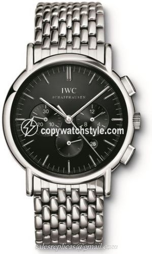 IWC Portofino Chronograph MecaQuartz Stainless Steel / Black / Bracelet IW3724-06
