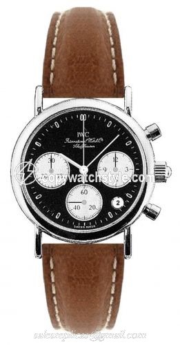IWC Portofino Lady Chronograph MecaQuartz Stainless Steel / Black / Calf IW3730-05 IWC Portofino Lady Chronograph MecaQuartz Stainless Steel / Black / Calf IW3730-05