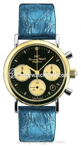 IWC Portofino Lady Chronograph MecaQuartz Stainless Steel / Yellow Gold / Black / Alligator IW3730-15 IWC Portofino Lady Chronograph MecaQuartz Stainless Steel / Yellow Gold / Black / Alligator IW3730-15