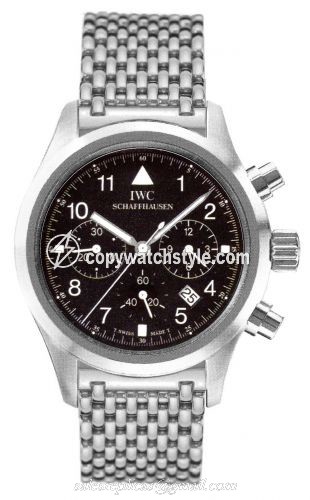 IWC Pilot's Watch Chronograph Mecaquartz Stainless Steel / Black / Bracelet IW3741-02 IWC Pilot's Watch Chronograph Mecaquartz Stainless Steel / Black / Bracelet IW3741-02