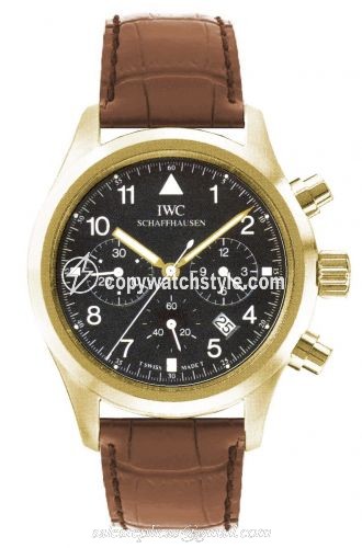 IWC Pilot's Watch Chronograph Mecaquartz Yellow Gold / Black / Strap IW3741-03 IWC Pilot's Watch Chronograph Mecaquartz Yellow Gold / Black / Strap IW3741-03