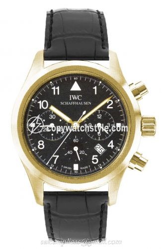 IWC Pilot's Watch Chronograph Mecaquartz Yellow Gold / Black / Strap IW3741-04 IWC Pilot's Watch Chronograph Mecaquartz Yellow Gold / Black / Strap IW3741-04
