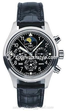 IWC Pilot's Watch Chronograph Perpetual Calendar Stainless Steel / Black / Wempe IW3757-01