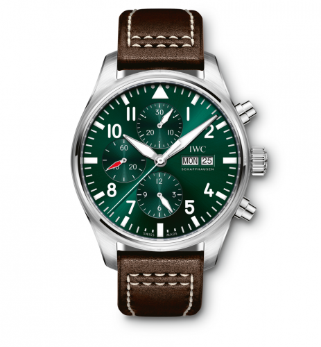 IWC Pilot's Watch Chronograph Stainless Steel / Racing Green / Calf IW3777-26 IWC Pilot's Watch Chronograph Stainless Steel / Racing Green / Calf IW3777-26