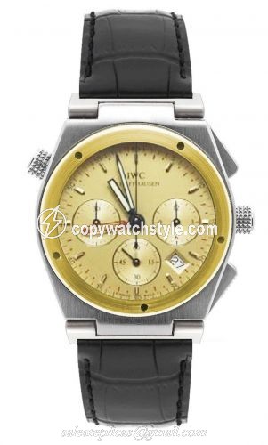 IWC Ingenieur Mecaquartz Chronograph Alarm Stainless Steel / Yellow Gold / Champagne / Strap IW3815-05 IWC Ingenieur Mecaquartz Chronograph Alarm Stainless Steel / Yellow Gold / Champagne / Strap IW3815-05