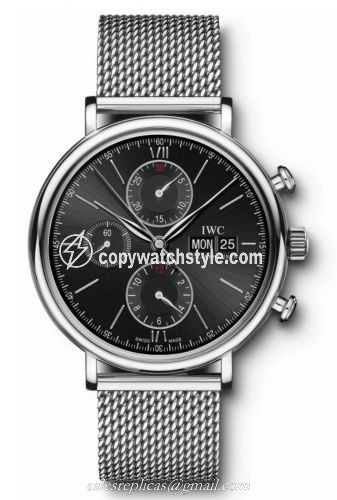 IWC Portofino Chronograph Stainless Steel / Black / Mesh IW3910-06 IWC Portofino Chronograph Stainless Steel / Black / Mesh IW3910-06