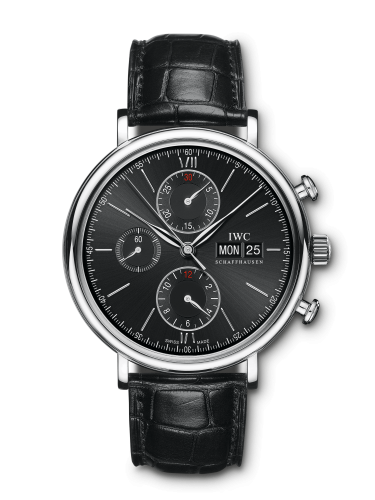 IWC Portofino Chronograph Stainless Steel / Black / Alligator IW3910-29 IWC Portofino Chronograph Stainless Steel / Black / Alligator IW3910-29