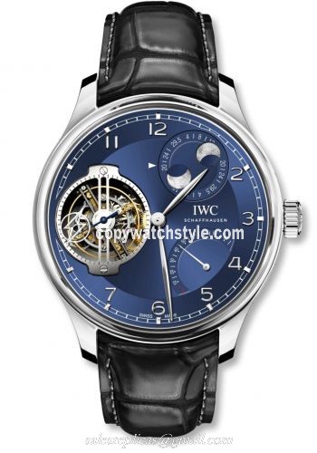 IWC Portugieser Constant-Force Tourbillon Double Moon Platinum / Blue IW5901-03 IWC Portugieser Constant-Force Tourbillon Double Moon Platinum / Blue IW5901-03