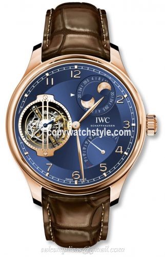IWC Portugieser Constant-Force Tourbillon Double Moon Red Gold / Blue IW5901-06 IWC Portugieser Constant-Force Tourbillon Double Moon Red Gold / Blue IW5901-06