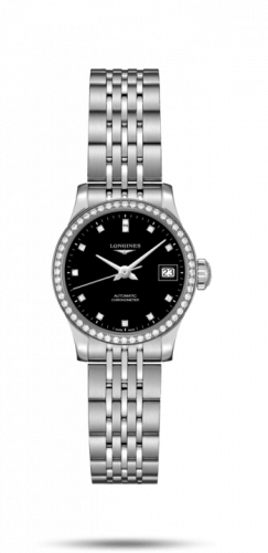 Longines Record 26mm Stainless Steel / Diamond / Black-Diamond / Bracelet L2.320.0.57.6