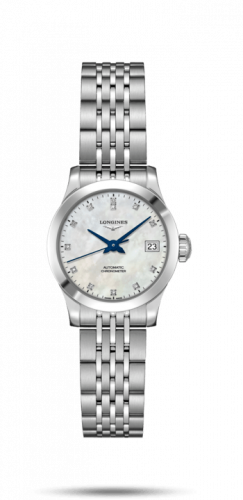 Longines Record 26mm Stainless Steel / MOP-Diamond / Bracelet L2.320.4.87.6 Longines Record 26mm Stainless Steel / MOP-Diamond / Bracelet L2.320.4.87.6