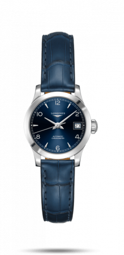 Longines Record 26mm Stainless Steel / Blue-Arabic / Alligator L2.320.4.96.4 Longines Record 26mm Stainless Steel / Blue-Arabic / Alligator L2.320.4.96.4