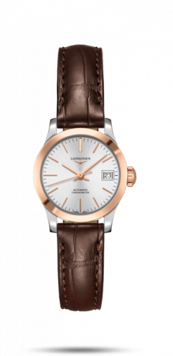 Longines Record 26mm Stainless Steel / Pink Gold / Silver / Alligator L2.320.5.72.2