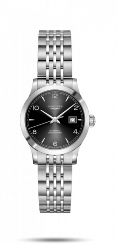 Longines Record 30mm Stainless Steel / Black-Arabic / Bracelet L2.321.4.56.6 Longines Record 30mm Stainless Steel / Black-Arabic / Bracelet L2.321.4.56.6