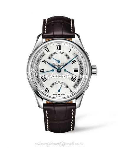 Longines Master Collection 44 Retrograde Stainless Steel / Silver-Roman / Alligator XL L2.717.4.71.5 Longines Master Collection 44 Retrograde Stainless Steel / Silver-Roman / Alligator XL L2.717.4.71.5