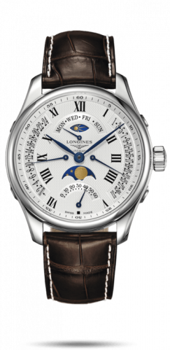 Longines Master Collection 44 Retrograde Moonphase Stainless Steel / Silver-Roman / Alligator XL L2.739.4.71.5 Longines Master Collection 44 Retrograde Moonphase Stainless Steel / Silver-Roman / Alligator XL L2.739.4.71.5