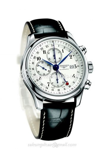 Longines Master Collection 44 Chronograph Stainless Steel / Silver-Arabic / Alligator / 100th anniversary of the Republic of Portugal L2.740.4.73.3