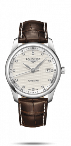 Longines Master Collection 40 Date Stainless Steel / Silver-Diamond / Alligator L2.793.4.77.3 Longines Master Collection 40 Date Stainless Steel / Silver-Diamond / Alligator L2.793.4.77.3