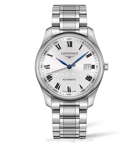Longines Master Collection 40 Date Stainless Steel / Silver-Roman / Alligator / DFS L2.793.4.96.6