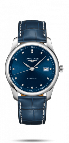 Longines Master Collection 40 Date Stainless Steel / Blue-Diamond / Alligator XL L2.793.4.97.2