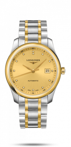 Longines Master Collection 40 Date Stainless Steel / Yellow Gold / Champagne-Diamond / Alligator L2.793.5.37.7 Longines Master Collection 40 Date Stainless Steel / Yellow Gold / Champagne-Diamond / Alligator L2.793.5.37.7