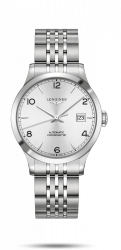 Longines Record 38.5mm Stainless Steel / Silver-Arabic / Bracelet L2.820.4.76.6 Longines Record 38.5mm Stainless Steel / Silver-Arabic / Bracelet L2.820.4.76.6