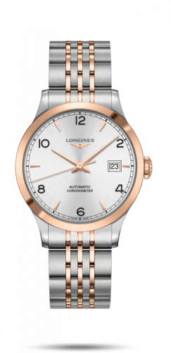 Longines Record 38.5mm Stainless Steel / Pink Gold / Silver-Arabic / Bracelet L2.820.5.76.7