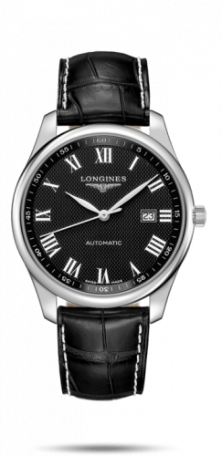 Longines Master Collection 42 Date Stainless Steel / Black-Roman / Alligator XL L2.893.4.51.8 Longines Master Collection 42 Date Stainless Steel / Black-Roman / Alligator XL L2.893.4.51.8