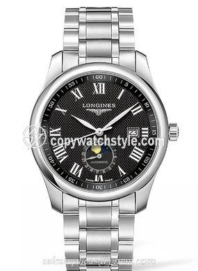 Longines Master Collection 40 Moonphase Stainless Steel / Black-Roman / Bracelet L2.909.4.51.6 Longines Master Collection 40 Moonphase Stainless Steel / Black-Roman / Bracelet L2.909.4.51.6