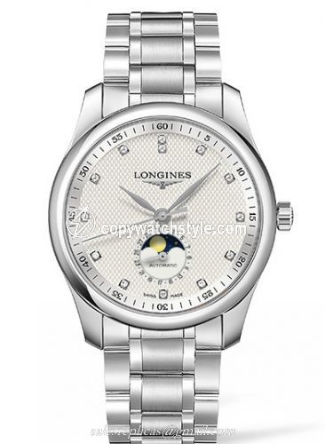 Longines Master Collection 40 Moonphase Stainless Steel / Silver-Diamond / Bracelet L2.909.4.77.6 Longines Master Collection 40 Moonphase Stainless Steel / Silver-Diamond / Bracelet L2.909.4.77.6