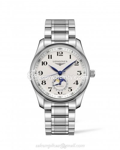 Longines Master Collection 40 Moonphase Stainless Steel / Silver-Arabic / Bracelet L2.909.4.78.6
