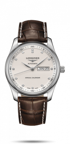 Longines Master Collection 40mm Annual Calendar Stainless Steel / Silver-Diamond / Alligator L2.910.4.77.3 Longines Master Collection 40mm Annual Calendar Stainless Steel / Silver-Diamond / Alligator L2.910.4.77.3