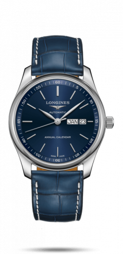 Longines Master Collection 40mm Annual Calendar Stainless Steel / Blue / Alligator L2.910.4.92.0