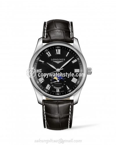 Longines Master Collection 42 Moonphase Stainless Steel / Black-Roman / Alligator XL L2.919.4.51.8 Longines Master Collection 42 Moonphase Stainless Steel / Black-Roman / Alligator XL L2.919.4.51.8