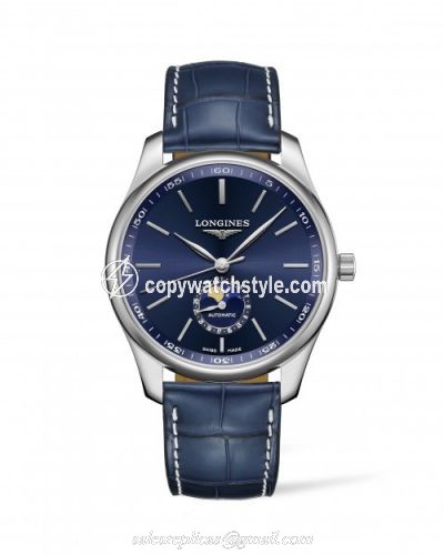 Longines Master Collection 42 Moonphase Stainless Steel / Blue / Alligator XL L2.919.4.92.2 Longines Master Collection 42 Moonphase Stainless Steel / Blue / Alligator XL L2.919.4.92.2