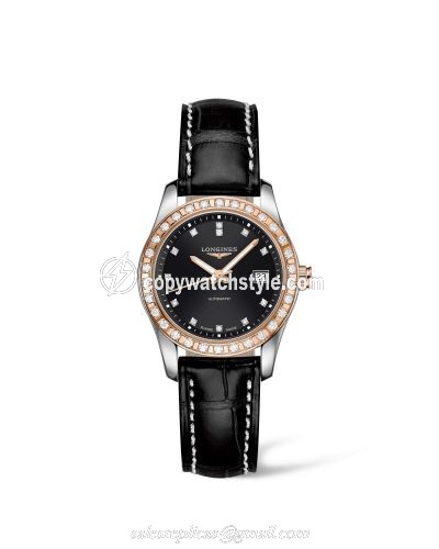 Longines Conquest Classic Automatic 29.5 Stainless Steel / Red Gold / Diamond / Black / Strap L2.285.5.57.3 Longines Conquest Classic Automatic 29.5 Stainless Steel / Red Gold / Diamond / Black / Strap L2.285.5.57.3