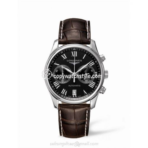 Longines Master Collection Chronograph 40 Stainless Steel / Black - Roman / Strap L2.629.4.51.5 Longines Master Collection Chronograph 40 Stainless Steel / Black - Roman / Strap L2.629.4.51.5