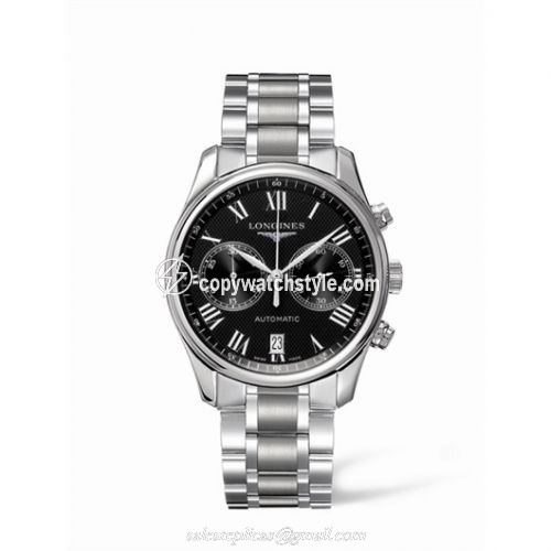 Longines Master Collection Chronograph 40 Stainless Steel / Black - Roman / Bracelet L2.629.4.51.6 Longines Master Collection Chronograph 40 Stainless Steel / Black - Roman / Bracelet L2.629.4.51.6