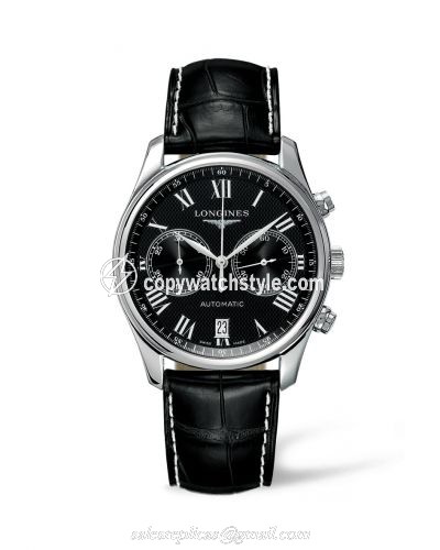 Longines Master Collection Chronograph 40 Stainless Steel / Black - Roman / Strap L2.629.4.51.7 Longines Master Collection Chronograph 40 Stainless Steel / Black - Roman / Strap L2.629.4.51.7