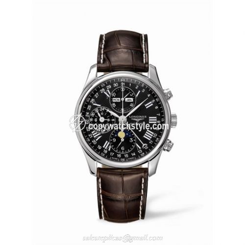 Longines Master Collection 40 Chronograph Calendar Stainless Steel / Black / Strap L2.673.4.51.5 Longines Master Collection 40 Chronograph Calendar Stainless Steel / Black / Strap L2.673.4.51.5