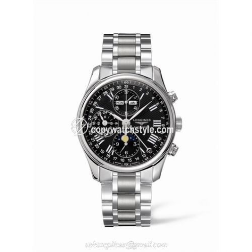 Longines Master Collection 40 Chronograph Calendar Stainless Steel / Black / Bracelet L2.673.4.51.6 Longines Master Collection 40 Chronograph Calendar Stainless Steel / Black / Bracelet L2.673.4.51.6