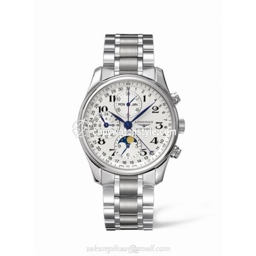 Longines Master Collection 40 Chronograph Calendar Stainless Steel / Silver / Bracelet L2.673.4.78.6 Longines Master Collection 40 Chronograph Calendar Stainless Steel / Silver / Bracelet L2.673.4.78.6