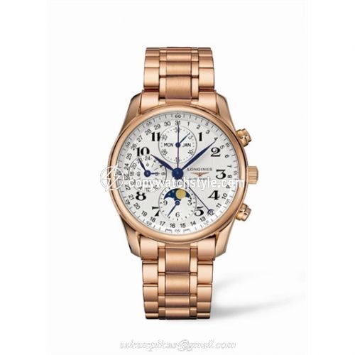 Longines Master Collection 40 Chronograph Calendar Pink Gold / Silver / Bracelet L2.673.8.78.6 Longines Master Collection 40 Chronograph Calendar Pink Gold / Silver / Bracelet L2.673.8.78.6