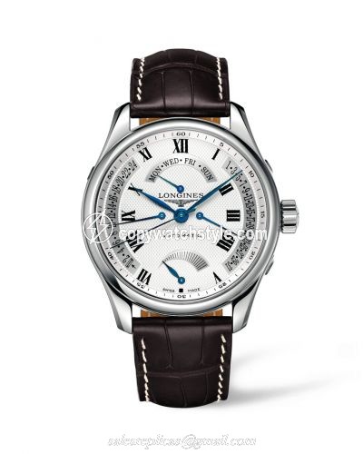 Longines Master Collection 44 Retrograde Power Reserve Stainless Steel / Silver-Roman / Alligator L2.716.4.71.3