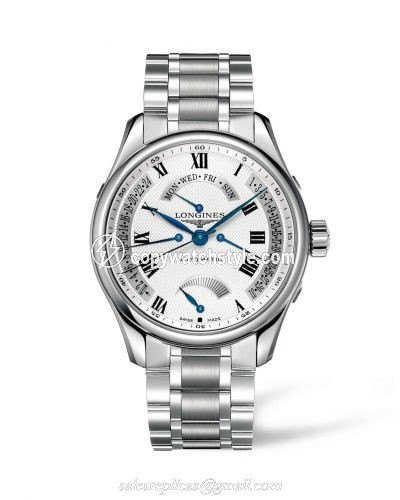 Longines Master Collection 44 Retrograde Power Reserve Stainless Steel / Silver-Roman / Bracelet L2.716.4.71.6 Longines Master Collection 44 Retrograde Power Reserve Stainless Steel / Silver-Roman / Bracelet L2.716.4.71.6